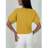 image:imageSOLY HUX Womens Short Sleeve Office Spring Winter Cardigan Sweater Button Down V Neck Slim Fit Elegant Knit TopsPlain Yellow