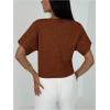 image:imageSOLY HUX Womens Short Sleeve Office Spring Winter Cardigan Sweater Button Down V Neck Slim Fit Elegant Knit TopsPure Brown