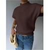 image:imageSOLY HUX Womens Short Sleeve Sweater Pullover Mock Neck Ribbed Knit Tops Work Office OutfitCoffee Brown