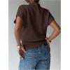 image:imageSOLY HUX Womens Short Sleeve Sweater Pullover Mock Neck Ribbed Knit Tops Work Office OutfitCoffee Brown