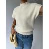 image:imageSOLY HUX Womens Short Sleeve Sweater Pullover Mock Neck Ribbed Knit Tops Work Office OutfitPlain Apricot