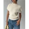 image:imageSOLY HUX Womens Short Sleeve Sweater Pullover Mock Neck Ribbed Knit Tops Work Office OutfitPlain Apricot