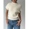 image:imageSOLY HUX Womens Short Sleeve Sweater Pullover Mock Neck Ribbed Knit Tops Work Office OutfitPlain Apricot