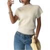 image:imageSOLY HUX Womens Short Sleeve Sweater Pullover Mock Neck Ribbed Knit Tops Work Office OutfitPlain Apricot
