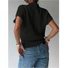 image:imageSOLY HUX Womens Short Sleeve Sweater Pullover Mock Neck Ribbed Knit Tops Work Office OutfitPlain Black
