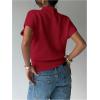 image:imageSOLY HUX Womens Short Sleeve Sweater Pullover Mock Neck Ribbed Knit Tops Work Office OutfitPlain Burgundy