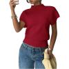 image:imageSOLY HUX Womens Short Sleeve Sweater Pullover Mock Neck Ribbed Knit Tops Work Office OutfitPlain Burgundy