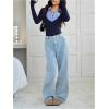 image:imageSOLY HUX Womens Striped Long Sleeve Bodysuits Button Down Tshirts Collared 2 in 1 Tops Preppy ClothesDark Blue