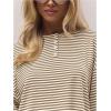 image:imageSOLY HUX Womens Striped Long Sleeve T Shirts Henley Tops Crew Neck Button Classic Tees Fall ClothesBrown