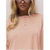 image:imageSOLY HUX Womens Striped Long Sleeve T Shirts Henley Tops Crew Neck Button Classic Tees Fall ClothesOrange Striped