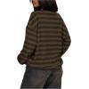 image:imageSOLY HUX Womens Striped Sweater Waffle Knit Tops for Women Long Sleeve Shirts Casual Lightweight Fall TopsBrown Striped