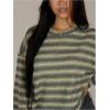 image:imageSOLY HUX Womens Striped Sweater Waffle Knit Tops for Women Long Sleeve Shirts Casual Lightweight Fall TopsGreen Striped