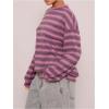 image:imageSOLY HUX Womens Striped Sweater Waffle Knit Tops for Women Long Sleeve Shirts Casual Lightweight Fall TopsPink Striped