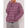image:imageSOLY HUX Womens Striped Sweater Waffle Knit Tops for Women Long Sleeve Shirts Casual Lightweight Fall TopsPink Striped