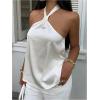 image:imageSOLY HUX Womens Summer Halter Tops Silk Satin Tie Backless Sleeveless Going Out TopPlain White