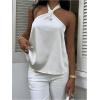 image:imageSOLY HUX Womens Summer Halter Tops Silk Satin Tie Backless Sleeveless Going Out TopPlain White