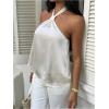image:imageSOLY HUX Womens Summer Halter Tops Silk Satin Tie Backless Sleeveless Going Out TopPlain White
