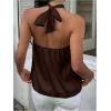image:imageSOLY HUX Womens Summer Halter Tops Silk Satin Tie Backless Sleeveless Going Out TopPure Chocolate Brown