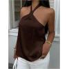 image:imageSOLY HUX Womens Summer Halter Tops Silk Satin Tie Backless Sleeveless Going Out TopPure Chocolate Brown