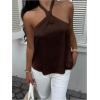 image:imageSOLY HUX Womens Summer Halter Tops Silk Satin Tie Backless Sleeveless Going Out TopPure Chocolate Brown