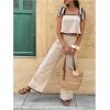 image:imageSOLY HUX Womens Summer Vacation 2 Piece Set Tie Shoulder Crop Top and Pants Travel OutfitsPure Beige