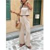 image:imageSOLY HUX Womens Summer Vacation 2 Piece Set Tie Shoulder Crop Top and Pants Travel OutfitsPure Beige