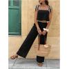 image:imageSOLY HUX Womens Summer Vacation 2 Piece Set Tie Shoulder Crop Top and Pants Travel OutfitsPure Black