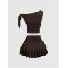 image:imageSOLY HUX Womens Two Piece Skirt Set Off The Shoulder Y2k Crop Top Ruffle Mini Skirts Going Out OutfitsCoffee Brown