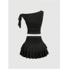 image:imageSOLY HUX Womens Two Piece Skirt Set Off The Shoulder Y2k Crop Top Ruffle Mini Skirts Going Out OutfitsPure Black