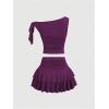 image:imageSOLY HUX Womens Two Piece Skirt Set Off The Shoulder Y2k Crop Top Ruffle Mini Skirts Going Out OutfitsPure Purple