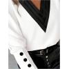 image:imageSOLY HUX Womens V Neck Blouse Button Long Sleeve Casual Business Work Shirt TopsBlack and White