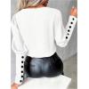 image:imageSOLY HUX Womens V Neck Blouse Button Long Sleeve Casual Business Work Shirt TopsBlack and White