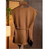 image:imageSOLY HUX Womens V Neck Satin Blouse Wrap Tie Side Sleeveless Shirt Summer Business Casual TopsPure Brown