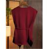 image:imageSOLY HUX Womens V Neck Satin Blouse Wrap Tie Side Sleeveless Shirt Summer Business Casual TopsPure Burgundy