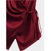 image:imageSOLY HUX Womens V Neck Satin Blouse Wrap Tie Side Sleeveless Shirt Summer Business Casual TopsPure Burgundy