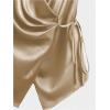 image:imageSOLY HUX Womens V Neck Satin Blouse Wrap Tie Side Sleeveless Shirt Summer Business Casual TopsPure Khaki