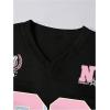 image:imageSOLY HUX Womens Y2k Jersey Tee Number Print V Neck Short Sleeve Oversized Graphic Tshirts Preppy ClothesBlack Light Pink