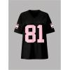 image:imageSOLY HUX Womens Y2k Jersey Tee Number Print V Neck Short Sleeve Oversized Graphic Tshirts Preppy ClothesBlack and Pink