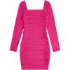 image:imageSOLY HUX Girls Square Neck Long Sleeve Ruched Bodycon Mini DressPlain Hot Pink