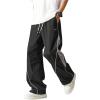 image:imageSOLY HUX Mens Baggy Track Pants Drawstring Elastic Waist Parachute Sweatpants StreetwearBlack Grey