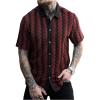 image:imageSOLY HUX Mens Casual Button Down Shirt Textured Short Sleeve Collared Summer ShirtsBurgundy