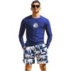 image:imageSOLY HUX Mens Swimsuit Long Sleeve Rash Guard Swim Shirt and Shorts 2 Piece Swimwear SetBlue Tropical