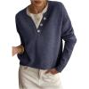 image:imageSOLY HUX Pullover Sweaters for Women Long Sleeve Button Crew Neck 2 in 1 Knitted Oversized TopsDark Blue