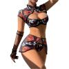 image:imageSOLY HUX Womens 4 Piece Cheongsam Costume Lingerie Set Dragon Print Qipao Cosplay OutfitsMulticoloured