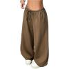 image:imageSOLY HUX Womens Baggy Sweatpants Drawstring Waist Wide Leg Loose Casual Long PantsPure Brown