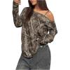image:imageSOLY HUX Womens Camo TShirts Long Sleeve Cold Shoulder Loose Tee Shirts Vintage StreetwearBrown Camo