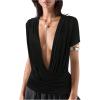 image:imageSOLY HUX Womens Deep V Neck T Shirts Short Sleeve Draped Fitted Sexy Tops Summer Date Night OutfitPlain Black