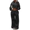 image:imageSOLY HUX Womens Fall Clothes 2 Piece Sweatsuits Zip Up Crop Hoodies and Sweatpants Set StreetwearPure Black