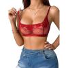 image:imageSOLY HUX Womens Floral Lace Bralettes Mesh See Through Strappy Wireless Bras LingeriePlain Red