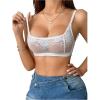 image:imageSOLY HUX Womens Floral Lace Bralettes Mesh See Through Strappy Wireless Bras LingeriePlain White